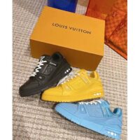 Louis Vuitton Unisex LV Trainer Sneaker Yellow Monogram-Embossed Grained Calf Leather (3)