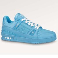 Louis Vuitton Unisex LV Trainer Sneaker Blue Monogram-Embossed Grained Calf Leather (7)