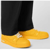 Louis Vuitton Unisex LV Trainer Sneaker Yellow Monogram-Embossed Grained Calf Leather (3)