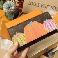 Louis Vuitton Unisex LV x YK Sarah Wallet Monogram Coated Canvas Pumpkin Print (4)