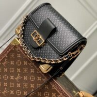 Louis Vuitton Women Dauphine MM Handbag Black Calfskin Leather (4)