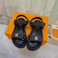 Louis Vuitton Women LV Sunset Flat Comfort Sandal Black Raffia Micro Outsole (6)