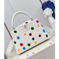 Louis Vuitton Women LV x YK Capucines BB White Taurillon Bull Calf Leather 3D Painted Dots (5)