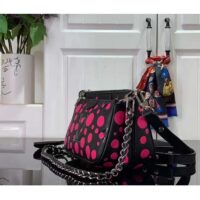 Louis Vuitton Women LV x YK Multi Pochette Accessoires Black Fuchsia Embossed Grained Monogram Empreinte Cowhide (9)