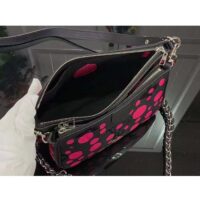 Louis Vuitton Women LV x YK Multi Pochette Accessoires Black Fuchsia Embossed Grained Monogram Empreinte Cowhide (9)