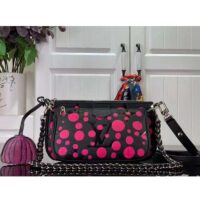 Louis Vuitton Women LV x YK Multi Pochette Accessoires Black Fuchsia Embossed Grained Monogram Empreinte Cowhide (9)