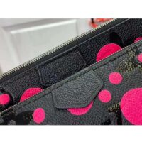 Louis Vuitton Women LV x YK Multi Pochette Accessoires Black Fuchsia Embossed Grained Monogram Empreinte Cowhide (9)