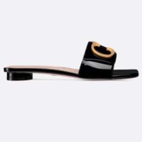 Dior Women CD C’est Dior Slide Black Patent Calfskin Metal C D Initials (6)