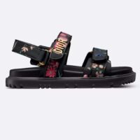 Dior Women CD Dioract Sandal Black Multicolor Technical Fabric Embroidered Petites Fleurs Motif (11)