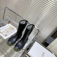 Dior Women CD Diorunion Rain Boot Black Khaki Two-Tone Rubber Dior Union Motif (1)