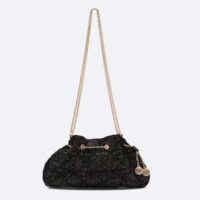 Dior Women CD Dream Bucket Bag Black Cannage Cotton Bead Embroidery (1)