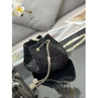 Dior Women CD Dream Bucket Bag Black Cannage Cotton Bead Embroidery (1)