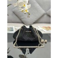 Dior Women CD Dream Bucket Bag Black Cannage Cotton Bead Embroidery (1)