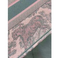 Dior Women CD Medium Book Tote Pink Gray Toile De Jouy Sauvage Embroidery (2)