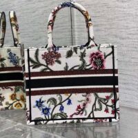 Dior Women CD Medium Book Tote White Multicolor Dior Petites Fleurs Embroidery (2)