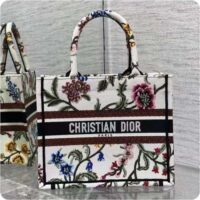 Dior Women CD Medium Book Tote White Multicolor Dior Petites Fleurs Embroidery (2)