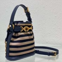 Dior Women CD Medium C’est Dior Bag Natural Denim Blue Marinière Raffia (5)