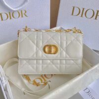 Dior Women CD Miss Caro Mini Bag Latte Macrocannage Lambskin (14)