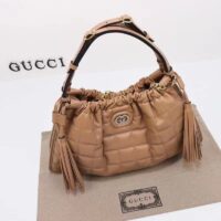 Gucci Unisex GG Deco Medium Tote Bag Rose Beige Quilted Leather Interlocking G (9)