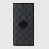 Gucci Unisex GG Long Wallet Interlocking G Black GG Supreme Canvas (1)