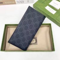 Gucci Unisex GG Long Wallet Interlocking G Black GG Supreme Canvas (1)