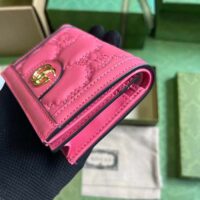 Gucci Unisex GG Marmont Card Case Wallet Pink GG Matelassé Leather Double G (6)