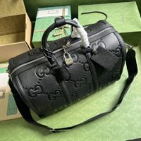 Gucci Unisex GG Small Duffle Bag Black Jumbo Leather (2)