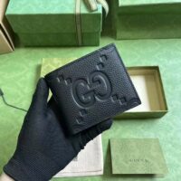 Gucci Unisex Jumbo GG Wallet Black Leather Moiré Lining (3)