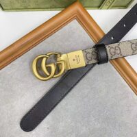 Gucci Unisex Marmont Reversible Thin Belt Black Beige Ebony GG Supreme Canvas (9)