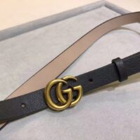 Gucci Unisex Marmont Reversible Thin Belt Black Leather Double G Buckle (7)