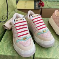 Gucci Unisex Screener Sneaker Pink GG Canvas Bi-Color Chunky Laces (11)