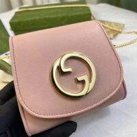 Gucci Women GG Blondie Medium Chain Wallet Pink Leather Round Interlocking G (4)