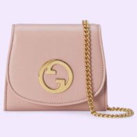 Gucci Women GG Blondie Medium Chain Wallet Pink Leather Round Interlocking G (4)