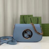 Gucci Women GG Blondie Mini Bag Light Blue Leather Round Interlocking G (7)