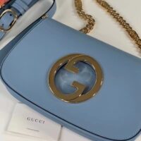 Gucci Women GG Blondie Mini Bag Light Blue Leather Round Interlocking G (7)