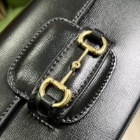 Gucci Women GG Horsebit 1955 Mini Bag Black Leather Horsebit Flap Closure (1)