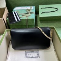 Gucci Women GG Horsebit 1955 Mini Bag Black Leather Horsebit Flap Closure (1)