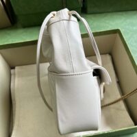 Gucci Women GG Marmont Mini Bucket Bag White Matelassé Chevron Leather Double G (1)