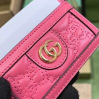 Gucci Women GG Matelassé Card Case Pink Leather Double G Four Card Slots (2)