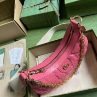 Gucci Women GG Matelassé Small Shoulder Bag Pink Double G Zip Closure (1)