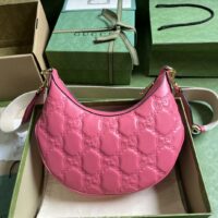 Gucci Women GG Matelassé Small Shoulder Bag Pink Double G Zip Closure (1)