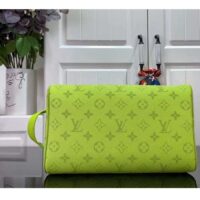 Louis Vuitton LV Unisex Dopp Kit Neon Yellow Monogram Coated Canvas Taiga Cowhide Leather (12)