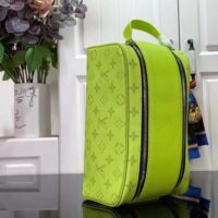 Louis Vuitton LV Unisex Dopp Kit Neon Yellow Monogram Coated Canvas Taiga Cowhide Leather (12)