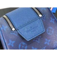 Louis Vuitton LV Unisex Dopp Kit Toilet Pouch Blue Taiga Cowhide Leather Monogram Coated Canvas (3)