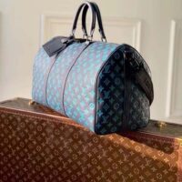 Louis Vuitton LV Unisex Keepall Bandoulière 50 Navy River Blue Calf Leather Cowhide (9)