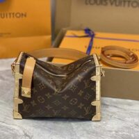 Louis Vuitton LV Women Side Trunk Monogram Coated Canvas Cowhide Leather (7)