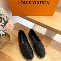 Louis Vuitton LV Women Starboard Flat Espadrille Black Lamb Leather Rubber (8)