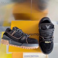 Louis Vuitton Unisex LV Trainer Maxi Black Suede Calf Leather Textile Laces Beads Rubber (5)