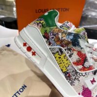 Louis Vuitton Unisex LV Trainer Sneaker White Printed Canvas Rubber Outsole Monogram Flowers (4)