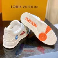 Louis Vuitton Unisex LV x YK LV Trainer Sneaker White Printed Grained Calf Leather Monogram Flowers (3)